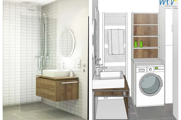 Badezimmer Friesenfranz Ferienwohnung Dünenfriese