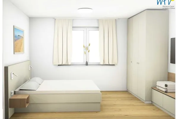Schlafzimmer Friesenfranz Ferienwohnung Dünenfriese
