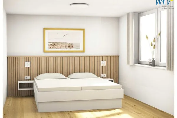 Schlafzimmer Friesenfranz Ferienwohnung Gartenfriese