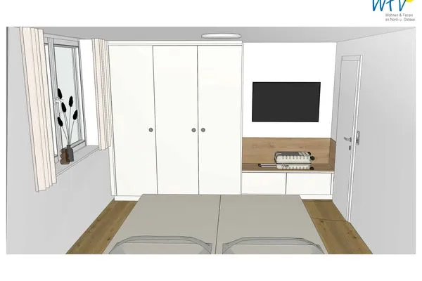 Schlafzimmer Friesenfranz Ferienwohnung Gartenfriese