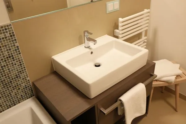 Badezimmer  FeWo Meerzeit Dachterrasse & Spa in Block 1