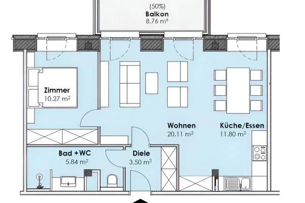 Grundriss  FeWo Seemelodie in PRORA - 9.43