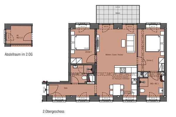 Grundriss  FeWo Oase in PRORA - 2.25