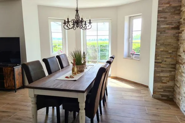 Wohnzimmer  Ferienhaus Haffliebe mit Sauna und Kamin