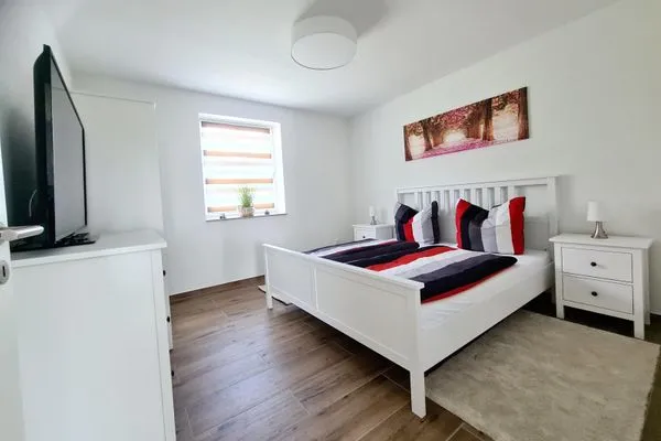 Schlafzimmer  Ferienhaus Haffliebe mit Sauna und Kamin