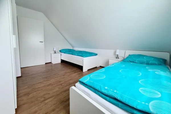 Schlafzimmer  Ferienhaus Haffliebe mit Sauna und Kamin