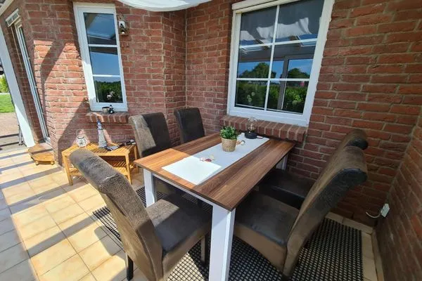 Terrasse  Ferienhaus Haffliebe mit Sauna und Kamin