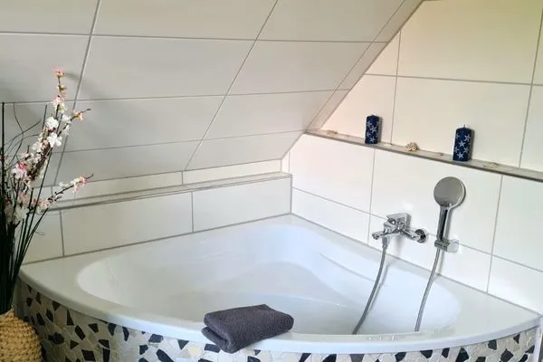 Badezimmer  Ferienhaus Haffliebe mit Sauna und Kamin