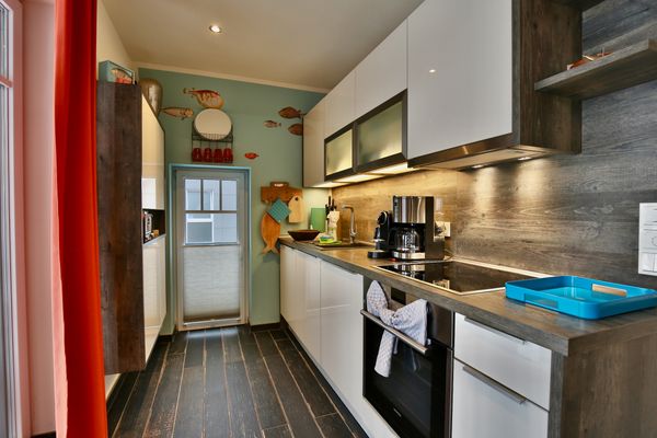 Bootshaus I Ferienwohnung Unter Fischen Wangerooge - Küche / Küchenzeile