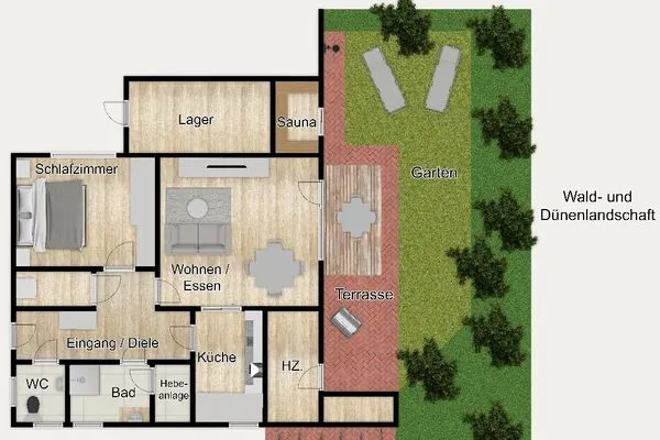 Grundriss Friesenfranz Ferienwohnung Gartenfriese