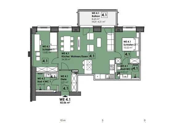 Grundriss  FeWo Beachfront in PRORA - 3.41