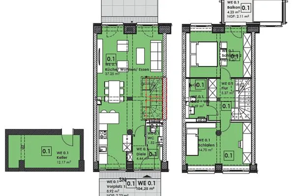 Grundriss  FeWo Unsere Perle in PRORA - 4.01
