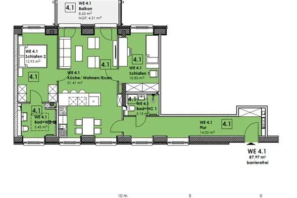Grundriss  FeWo Aquarius in PRORA - 4.41
