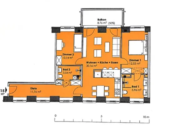Grundriss  FeWo Strandgut in PRORA - 5.25