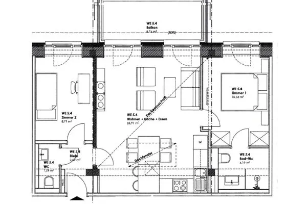 Grundriss  FeWo Horizont in PRORA - 5.54