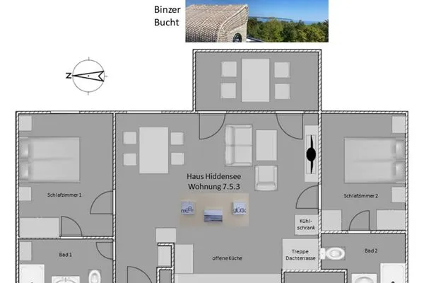 Grundriss  FeWo MeerGlück Dachterrasse in PRORA - 7.53
