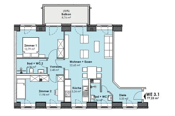 Grundriss  FeWo Strandidyll in PRORA - 9.31