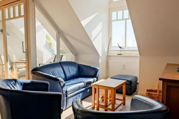 Wohnzimmer  Ferienwohnung Haffblick im Haus am Yachthafen