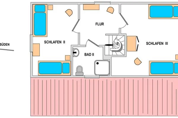 Wohn- und Schlafbereich Dachgeschoss (2. Etage)  Albatros Whg.01