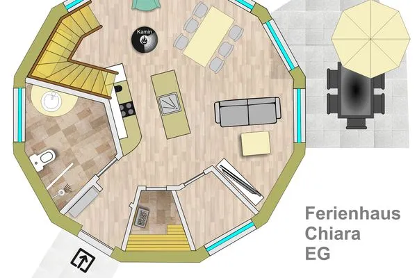 Kugelhaus Chiara am Tollensesee Penzlin – Grundriss Erdgeschoss  Chiara