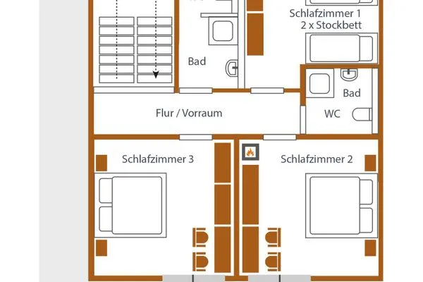 First-floor floor plan  Chalet Huber by Alpenidyll Apartments