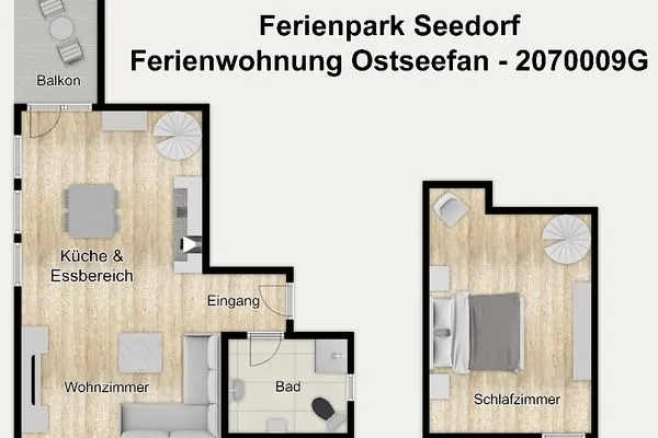 Grundriss Ferienpark Seedorf Haus Granitz - Ferienwohnung Ostseefan