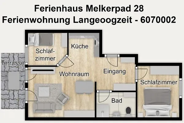 Grundriss Ferienhaus Melkerpad 28 Ferienwohnung Langeoogzeit