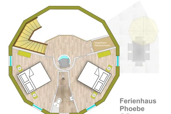 Ferienhaus Phoebe - Kugelhaus am Tollensesee - Grundriss Obergeschoss  Phoebe