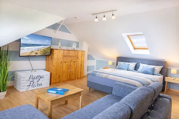 Wohnzimmer  Haus Lüttje Hörn Apartment Meer