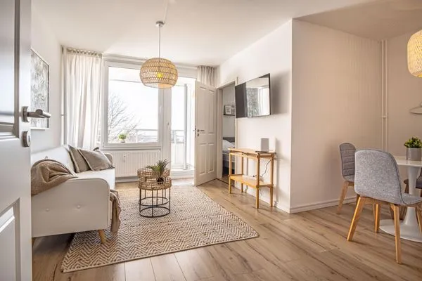 Wohnzimmer  Ferienwohnung Blick auf die Eckernförder Bucht