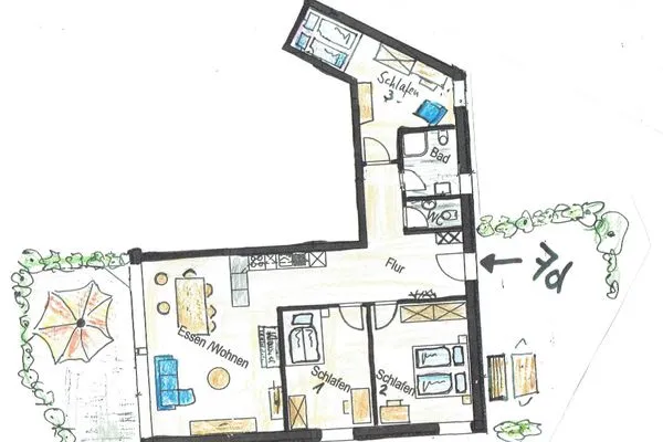 Grundriss  Apartment PIANOFORTE 7d mit 2 Terrassen und Maxiküche