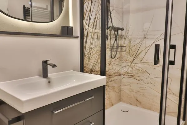 Badezimmer  Ferienhaus Seeschwalbe 12/2