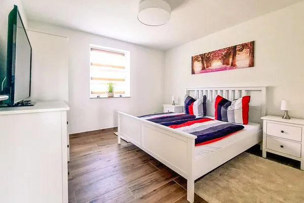 Schlafzimmer  Ferienhaus Haffliebe mit Sauna und Kamin