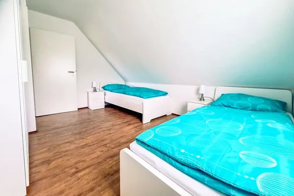 Schlafzimmer  Ferienhaus Haffliebe mit Sauna und Kamin
