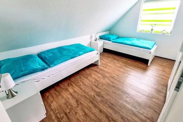 Schlafzimmer  Ferienhaus Haffliebe mit Sauna und Kamin