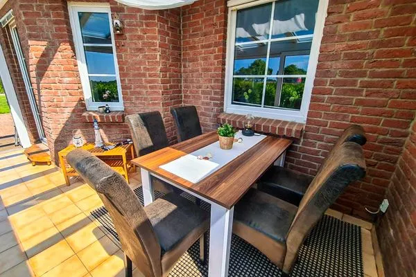 Garten  Ferienhaus Haffliebe mit Sauna und Kamin