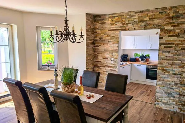 Wohnzimmer  Ferienhaus Haffliebe mit Sauna und Kamin