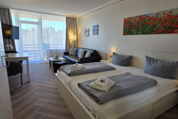 Schlafzimmer Haus Vier Jahreszeiten am See Kranichblick