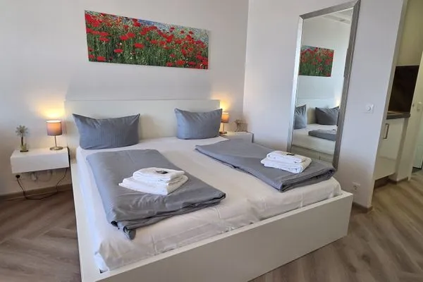 Schlafzimmer Haus Vier Jahreszeiten am See Kranichblick