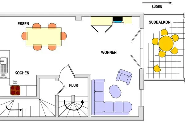 Ansicht untere (erste) Etage Landhaus Heine Aake-Huus Whg. 02