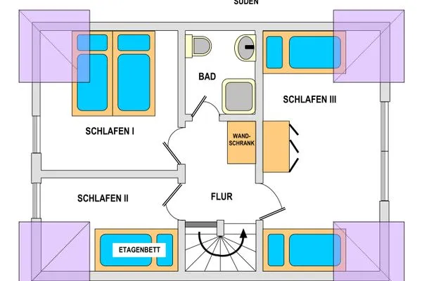 Ansicht obere (zweite) Etage Landhaus Heine Aake-Huus Whg. 02