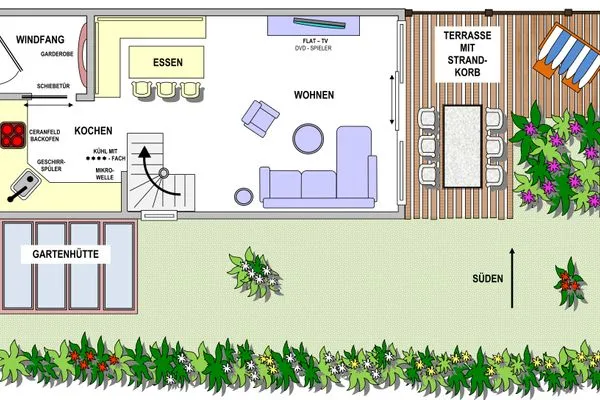 Wohn- / Eßbereich untere Etage  Haus Dünenläufer 01