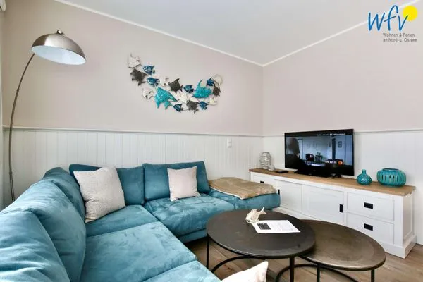 Wohnzimmer Villa Petersen Ferienwohnung Strandliebe