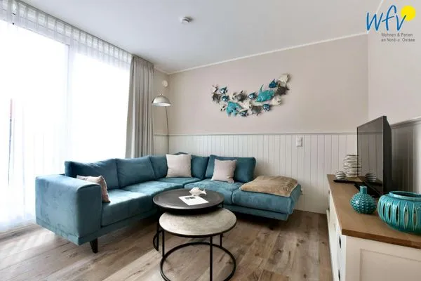 Wohnzimmer Villa Petersen Ferienwohnung Strandliebe