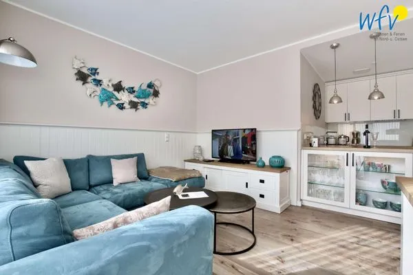 Wohnzimmer Villa Petersen Ferienwohnung Strandliebe