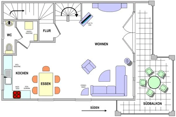 Wohn- / Eßbereich untere Etage Landhaus Heine Eck-Huus Whg. 02