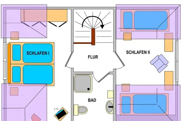 Wohn- / Schlafbereich obere Etage Landhaus Heine Eck-Huus Whg. 02