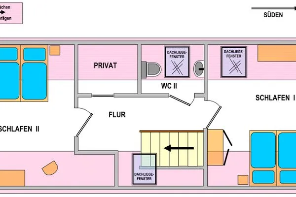 Wohn- und Schlafbereich (Dachgeschoss) Haus Friese Haus Friese 5 Whg. 02 Friesenbrise