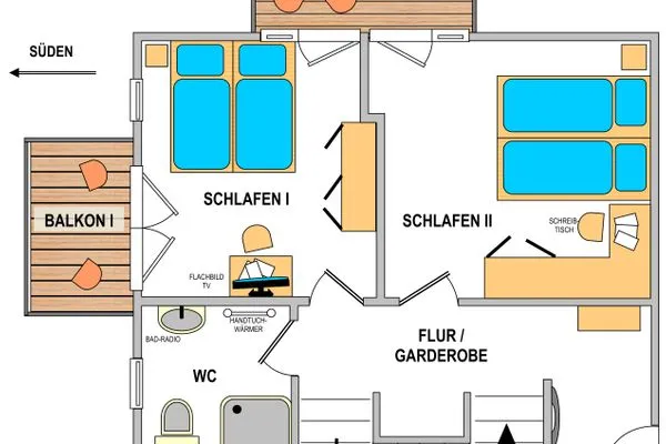 oberer Wohnbereich (2. Etage) Kapitänshaus Kapitänshaus Whg. 10 Düne Süd