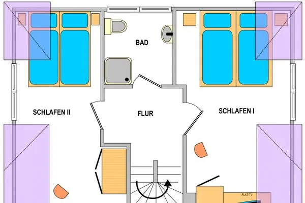 oberer Wohn- und Schlafbereich Landhaus Heine Landhaus Whg. 02